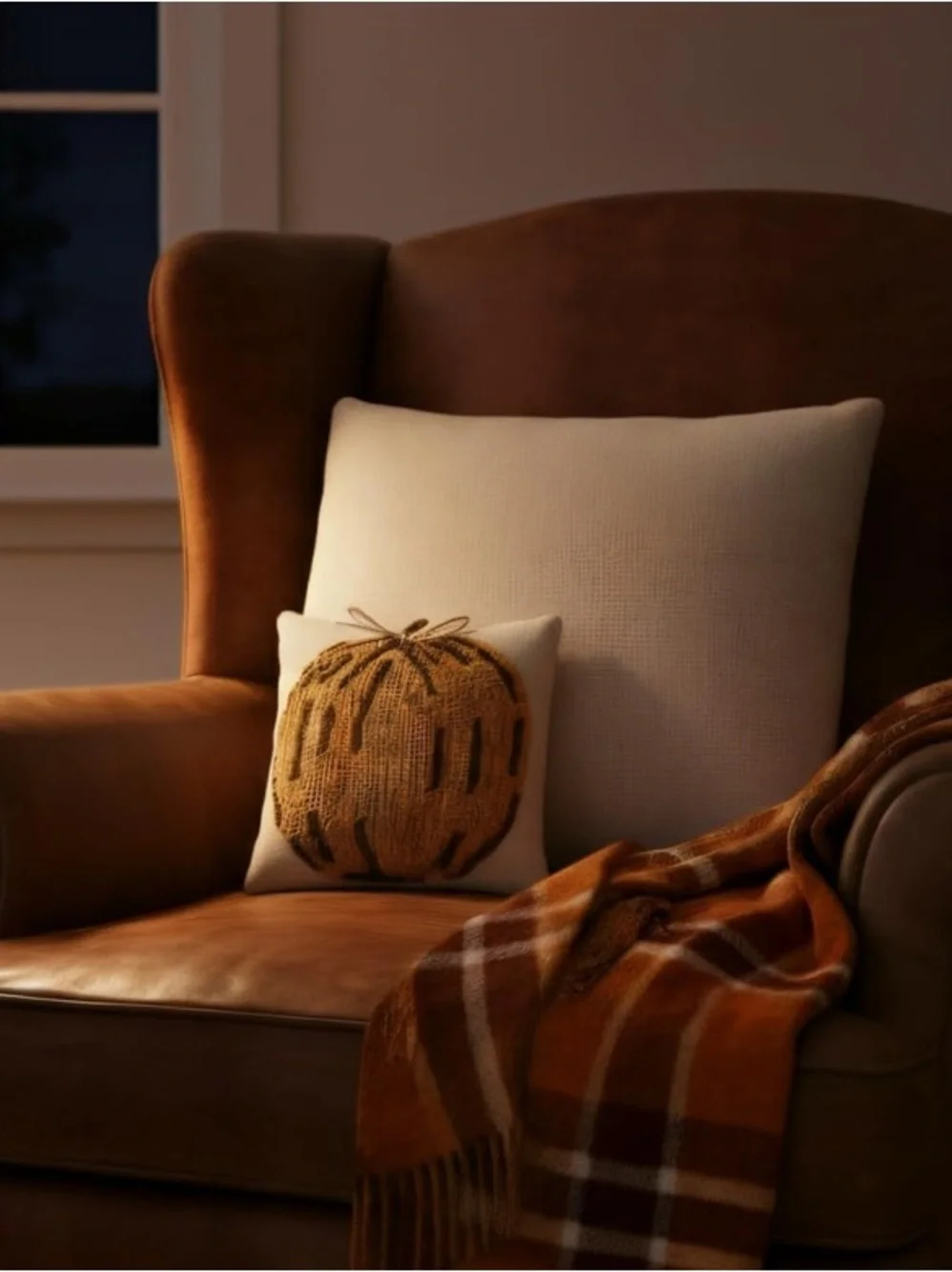 MUD PIE NWT Fall Mini Hooked Pillow, Pumpkin, 8